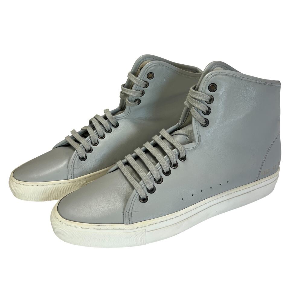 Common Projects Tournament High Top Sneakers EU42 Grey Leather Shoes ITALY